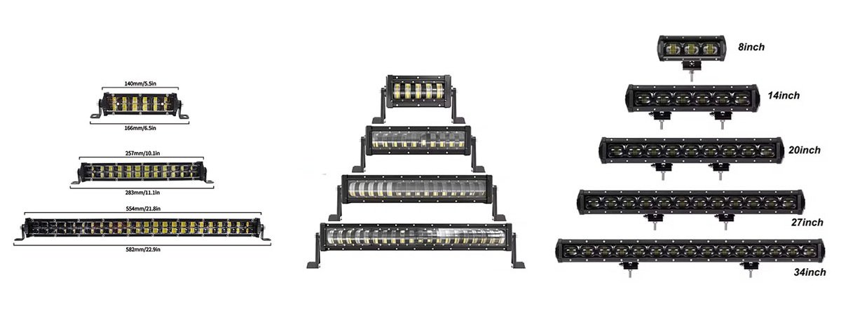 diferentes tamaños de luces offroad para vehículos 4x4