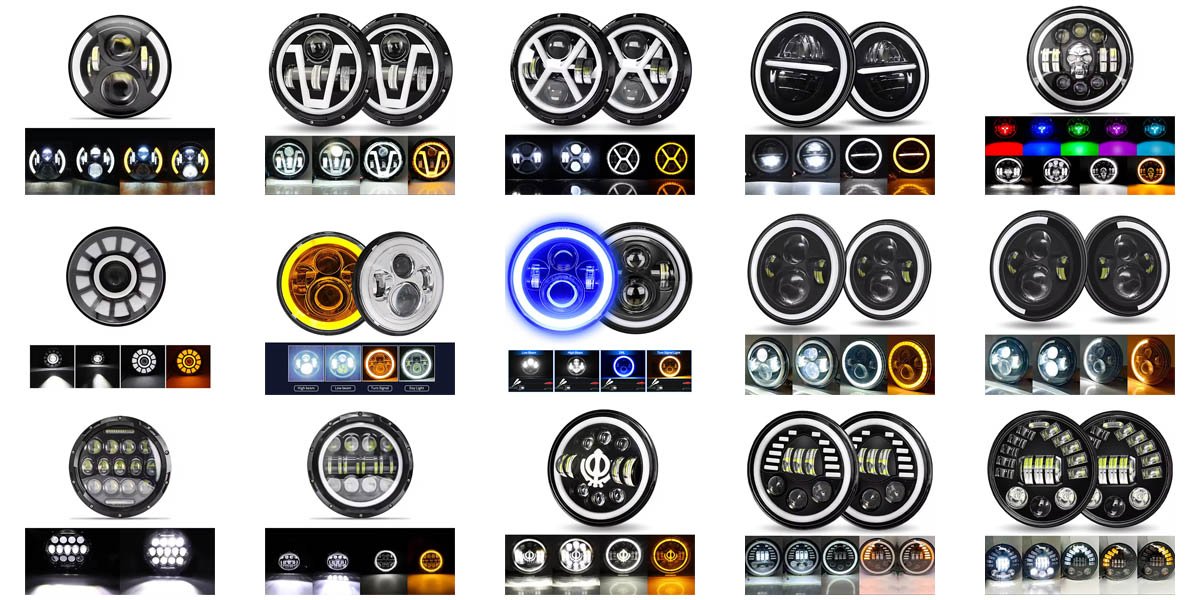 Faro LED redondo clásico para Jeep Wrangler, camiones y motocicletas - Windou